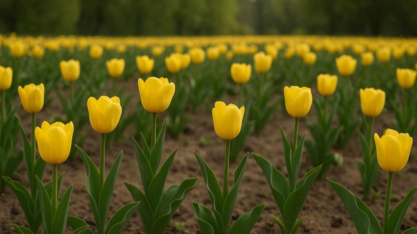 parterre de tulipes jaune